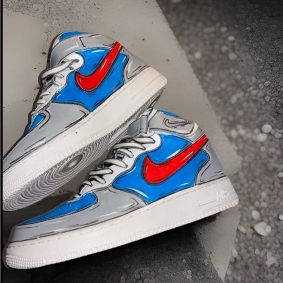 Custom Nike Mid Air Force 1s Athletic Sneakers, Men’s Size 12 - Picture 1 of 8